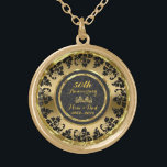 Collar Dorado Elegante Aniversario Boda Oro Y Negro 50<br><div class="desc">Elegante oro y negro 50° aniversario boda</div>