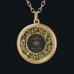 Collar Dorado Elegante Aniversario del Boda Negro y Oro 50<br><div class="desc">Elegante damasco negro y dorado 50 aniversario boda</div>