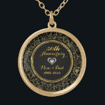 Collar Dorado Elegante Aniversario del Boda Negro y Oro 50<br><div class="desc">Elegante negro y oro 50° aniversario boda</div>