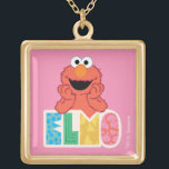 Collar Dorado Elmo Cute y Diversión<br><div class="desc">Este lindo diseño de Plaza Sésamo presenta a Elmo inclinándose en el divertido texto de Elmo. © 2021 Sesame Workshop. www.sesamestreet.org</div>