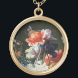COLLAR DORADO FLORES BLANCOS DE ANEMONES ROJOS ROJOS DE COLOR RO<br><div class="desc">Elegantes detalles de flores vibrantes de pinturas holandesas antiguas. Diseño floral colorido,  clásico y con bellas elaboraciones digitales de una antigua pintura flamenca. Guay y diseño artístico para todos los propósitos,  personalizable fácil para los amantes de la naturaleza</div>