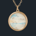 Collar Dorado Flores nubladas de primavera<br><div class="desc">Hermoso arte japonés vintage - genial para bodas</div>