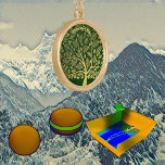 Collar Dorado Foliage de oro de la vegetación del árbol de la vi<br><div class="desc">El árbol de la vida es un símbolo para una nueva vida y esencia de optimismo y vibraciones positivas. Captura esta señal inmortal en el adorno que transmite buena voluntad y salud. Es adecuado para una amplia gama de celebraciones. El ilustracion tiene hojas de oro en un collar de llantas...</div>