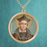 Collar Dorado Ivo de Kermartin (BK 015)<br><div class="desc">Crédito de la imagen (BK 015): Imagen antigua de San Ivo de Kermartin,  de una huella devocional de finales del siglo XIX en cromolitografía dorada (Serie Franciscana),  publicada originalmente por B. Kühlen,  Mönchengladbach,  Alemania,  de la colección privada de ephemera religiosa del diseñador.   Fiesta: 19 de mayo</div>