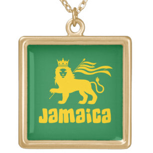 Collar Dorado Jamaica Rasta Lion  