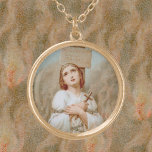 Collar Dorado Juana de Arco quemándose en la toma (BF 01)<br><div class="desc">Crédito de la imagen (BF 01): Detalle de una antigua huella devocional francesa (Nº 5296) de San Juana de Arco publicada por Boumard et Fils, París, Francia, en 1909 en celebración de su beatificación el 18 de abril de ese año por el Papa San Pius X. De la colección privada...</div>