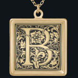 Collar Dorado Letra elegante del monograma floral B<br><div class="desc">Muestra de letra B de Guay para un giro elegante en monogramo para el tamaño. Solicite cualquier color que desee y cualquier carta.</div>