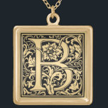 Collar Dorado Letra elegante del monograma floral B<br><div class="desc">Muestra de letra B de Guay para un giro elegante en monogramo para el tamaño. Solicite cualquier color que desee y cualquier carta.</div>