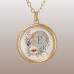 Collar Dorado Marrón añadir floral inicial<br><div class="desc">Adorarse con este encantador collar de Zazzle, con un delicado diseño floral. Personalízalo con tu inicial en castaño para hacerlo único tuyo! Perfecto para cualquier ocasión, este collar le aporta un toque de elegancia y un toque de color a su conjunto. Es una hermosa manera de celebrar tu individualidad o...</div>