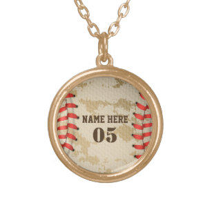 Collar Dorado Nombre de béisbol vintage personalizado número ret