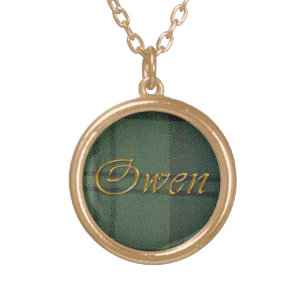 Collar Dorado Owen Name-branded Pendant en Dunbar Tartán