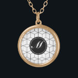 Collar Dorado Patrón y monograma modernos<br><div class="desc">Patrón geométrico. Blanco y negro. Monograma de personalizable. Moderno,  Elegante.</div>