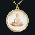 Collar Dorado *~* Peach Terra AP33 Buddha Botanical Floral Lotus<br><div class="desc">(( ID de búsqueda AP33 para diseños similares )) Resumen simple y mínimo Boho Zen Acuarela suave con áreas GOLD. Hay opciones en forma y colores metalizado de revestimiento en Plata Plate y Oro Plate. * Jardín Botánico Bohemio Enérgicamente Mejorado / Floral Bouquet / Flores Pastel Moderno Popular suavemente Colorido...</div>
