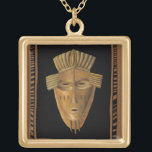 Collar Dorado Pintura de máscara africana de Chariklia Zarris<br><div class="desc">Chariklia Zarris creó esta pintura de una máscara africana. Muchas de estas máscaras se usan en ceremonias para que una comunidad de personas se pueda comunicar con ancestros fallecidos o el espíritu de los animales. ¡Traiga un poco de cultura africana tradicional a su casa!</div>