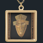 Collar Dorado Pintura de máscara africana de Chariklia Zarris<br><div class="desc">Chariklia Zarris creó esta pintura de una máscara africana. Muchas de estas máscaras se usan en ceremonias para que una comunidad de personas se pueda comunicar con ancestros fallecidos o el espíritu de los animales. ¡Traiga un poco de cultura africana tradicional a su casa!</div>