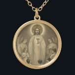 Collar Dorado Primera Comunión Católica Jesús Angels<br><div class="desc">Esta es una hermosa imagen católica tradicional de Jesús ofreciendo el anfitrión a niños con ángeles en adoración.</div>