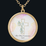 Collar Dorado *~* Primera confirmación cristiana de la comunidad<br><div class="desc">((ID de búsqueda AP35 para diseños similares y AP40 )) Religioso Católico bendecido por la Cruz Oro Plantada NECKLACE / PENDANT para un chica cualquier edad desde niño a adolescente / adolescente a ciudadano mayor. El diseño si desea personalizar / personalizar. Sirve bien para que se recuerde un día especial....</div>