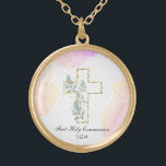 Collar Dorado *~* Primera confirmación cristiana de la comunidad<br><div class="desc">((ID de búsqueda AP35 para diseños similares y AP40 )) Religioso Católico bendecido por la Cruz Oro Plantada NECKLACE / PENDANT para un chica cualquier edad desde niño a adolescente / adolescente a ciudadano mayor. El diseño si desea personalizar / personalizar. Sirve bien para que se recuerde un día especial....</div>