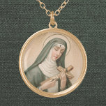 Collar Dorado Rita de Cascia (M 015)<br><div class="desc">Esposa, Madre, Viuda, Nun - St. Rita de Cascia (1386-1457) experimentó muchas etapas de la vida. La vida, sin embargo, tenía una manera de ponerla entre la espada y la pared. Por esta razón, es venerada como patrona de causas perdidas e imposibles. Dedicada a la Pasión de Cristo, recibió un...</div>