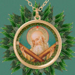 Collar Dorado San Andrés el Apóstol (JMAS 02)<br><div class="desc">Crédito de la imagen (JMAS 02): Imagen antigua de San Andrés el Apóstol de una huella devocional de finales del siglo XIX en cromolitografía con acentos dorados publicada originalmente por Josef Müller, editor de arte, Munich, Alemania, de la colección privada de ephemera religiosa del diseñador. La imagen es una de...</div>