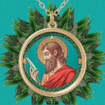 Collar Dorado San Bartolomé el Apóstol (JMAS 03)<br><div class="desc">Este redondeo presenta una inclinación de San Bartolomé (también conocida como Nathaniel, siglo I) contemplando la nitidez de un cuchillo. Traído a Jesús por San Felipe, el Apóstol con el que está más asociado, San Bartolomé predicó el Evangelio después de la Ascensión de Cristo en Asia Menor, Etiopía, India y...</div>