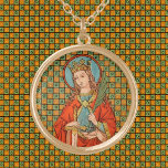 Collar Dorado Santa Bárbara (JP 01)<br><div class="desc">Crédito de la imagen (JP 01): Imagen antigua de Santa Bárbara de Nicomedia de una impresión devocional cromolitográfica de 1877 publicada originalmente por J. Petyt,  Brujas,  Bélgica,  de la colección privada de ephemera religiosa del diseñador.   Fiesta: 4 de diciembre</div>