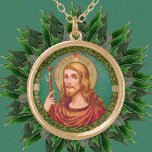 Collar Dorado Santiago el Grande (JMAS 04)<br><div class="desc">Crédito de la imagen (JMAS 04): Imagen antigua de Santiago el Grande, de finales del siglo XIX, impresa devocional en cromolitografía con acentos dorados publicada originalmente por Josef Müller, editor de arte, Munich, Alemania, de la colección privada de ephemera religiosa del diseñador. La imagen es una de las doce de...</div>