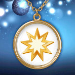 Collar Dorado Símbolo bahaí<br><div class="desc">Un regalo encantador. Paz. La estrella de nueve puntas es un símbolo de la fe bahaí. También están disponibles otros estilos de este collar con este diseño.***Por favor, tenga en cuenta que el color oro en las obras de arte no es metálico.***</div>