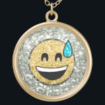 Collar Dorado *~* Sonrisa de sudor de pan de Emoji dorada AP41<br><div class="desc">(ID de búsqueda AP41 para Emoji e id AP40 para joyería purpurinoso diseños similares en varios productos) EMOJI NECKLACE GRINNING FACE CON UNA CARA DE EMOJI SUIZA * Enérgicamente mejorado contemporáneo divertido moderno popular y popular cara dulce de GRINNING CON UN diseño de EMOJI DE CARNE con un falso brillo...</div>