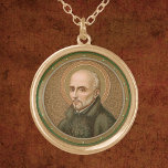 Collar Dorado St. Ignatius Loyola (BK 050)<br><div class="desc">El noble y soldado vasco español convertido en sacerdote y teólogo, San Ignacio Loyola (1491-1556) fue fundador y primer General Superior de la Sociedad de Jesús (los Jesuitas). En este resumen, San Ignacio es de estilo jesuita. Usa una simple sotana negra, presumiblemente envuelta y cincelada en la cintura sin abotonarse...</div>