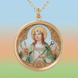 Collar Dorado St. Philomena (BK 005)<br><div class="desc">Crédito de la imagen (BK 005): Imagen antigua de St. Philomena de finales del siglo XIX y principios del siglo XX,  escrita con una devoción cromolitográfica,  publicada originalmente por B. Kühlen,  Mönchengladbach,  Alemania,  de la colección privada de ephemera religiosa del diseñador.   Festín: 11 de agosto</div>
