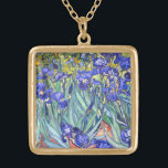 Collar Dorado Vincent Van Gogh Irises Bella Artes de cosecha flo<br><div class="desc">Vincent Van Gogh Blue Irises Floral Bella Artes Irises es una de las muchas pinturas de iris del artista Post-impresionista holandés Vincent van Gogh. Como muchos artistas de su época, Van Gogh fue influenciado por impresiones japonesas en bloques de madera de ukiyo-e. Los contornos fuertes, ángulos inusuales, incluyendo vistas de...</div>