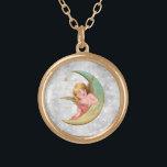 Collar Dorado *~* Vintage AP40 Classic Victoria Angel Moon<br><div class="desc">(ID de búsqueda AP40 para diseños similares) Transferir a otros productos si lo desea. Vintage ROUND Gold NECKLACE con arte clásico dulce Angel. * Purpurina de plata romántica vintage retro anticuario enérgica con fondo de pavimento de diamante mestizo Purpurina de la luna creciente. El ángel pequeño y cómodo se inclina...</div>