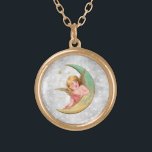Collar Dorado *~* Vintage AP40 Classic Victoria Angel Moon<br><div class="desc">(ID de búsqueda AP40 para diseños similares) Transferir a otros productos si lo desea. Vintage ROUND Gold NECKLACE con arte clásico dulce Angel. * Purpurina de plata romántica vintage retro anticuario enérgica con fondo de pavimento de diamante mestizo Purpurina de la luna creciente. El ángel pequeño y cómodo se inclina...</div>