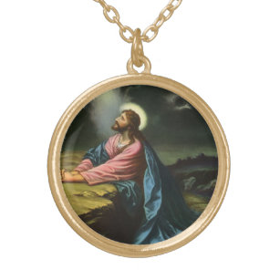 Collar Dorado Vintage Jesucristo Rezando, Jardín del Getsemaní