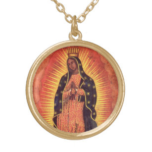 Collar Dorado Vintage Religión Virgen María Nuestra Señora de Gu