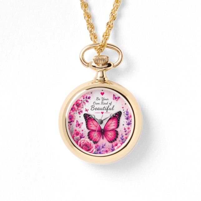 Collar Floral de Mariposa Rosa para Mujeres (Anverso)
