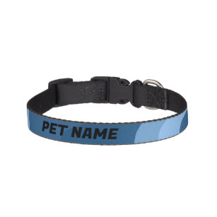 Collar Para Mascotas Curvas retro azules personalizada Nombre de perro 