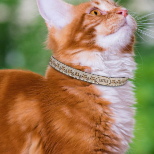 Collar Para Mascotas Diseño de punto de búho retro Tan Naranja Brown