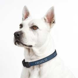 Collar Para Mascotas Monograma de nombre clásico Charlie | Azul marino