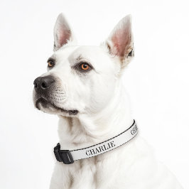 Collar Para Mascotas Monograma de nombre clásico Charlie | Blanco