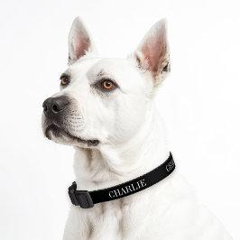 Collar Para Mascotas Monograma de nombre clásico Charlie | Negro
