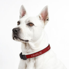 Collar Para Mascotas Monograma de nombre clásico Charlie | Rojo