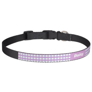 Collar Para Mascotas Personalizado de Cute Lavender Gingham