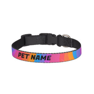 Collar Para Mascotas Rayas arcoiris Personalizadas Nombre de perro gato