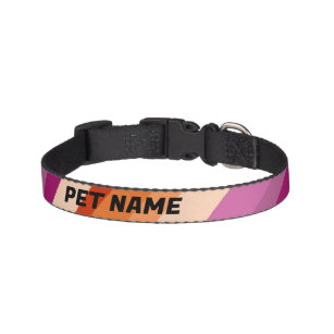 Collar Para Mascotas Rayas rosadas Personalizadas Nombre de perro gato 