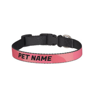 Collar Para Mascotas Tiras retro rosadas Personalizadas Nombre de perro