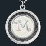 Collar pendiente inicial de plata personalizado::<br><div class="desc">Muestre su orgullo en sus iniciales que llevan un colgante de la letra del monograma. El diseño de plata elegante de la inicial del monograma de los colgantes de moda de la joyería creados exclusivamente añadirá una mirada de moda a su traje. El colgante de plata inicial también hace un...</div>