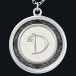 Collar pendiente inicial de plata personalizado::<br><div class="desc">Muestre su orgullo en sus iniciales que llevan un colgante de la letra del monograma. El diseño de plata elegante de la inicial del monograma de los colgantes de moda de la joyería creados exclusivamente añadirá una mirada de moda a su traje. El colgante de plata inicial también hace un...</div>