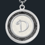 Collar pendiente inicial de plata personalizado::<br><div class="desc">Muestre su orgullo en sus iniciales que llevan un colgante de la letra del monograma. El diseño de plata elegante de la inicial del monograma de los colgantes de moda de la joyería creados exclusivamente añadirá una mirada de moda a su traje. El colgante de plata inicial también hace un...</div>